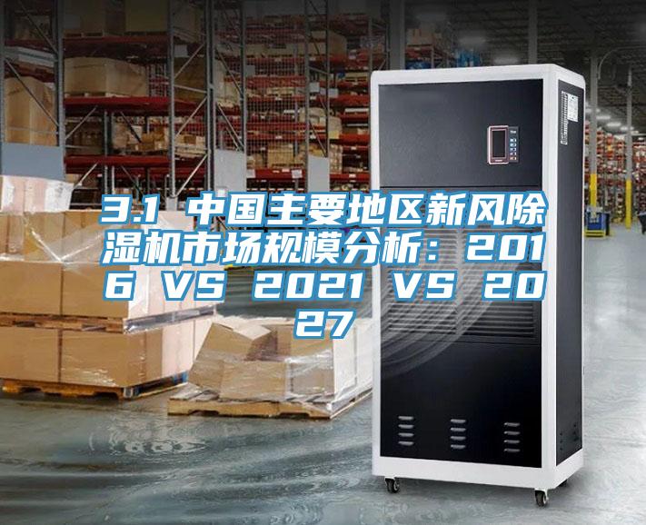 3.1 中國主要地區新風除濕機市場規模分析:2016 VS 2021 VS 2027
