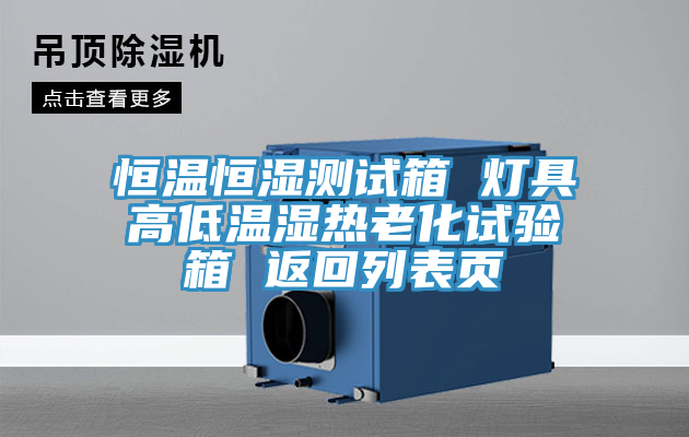 恒溫恒濕測試箱 燈具高低溫濕熱老化試驗箱 返回列表頁